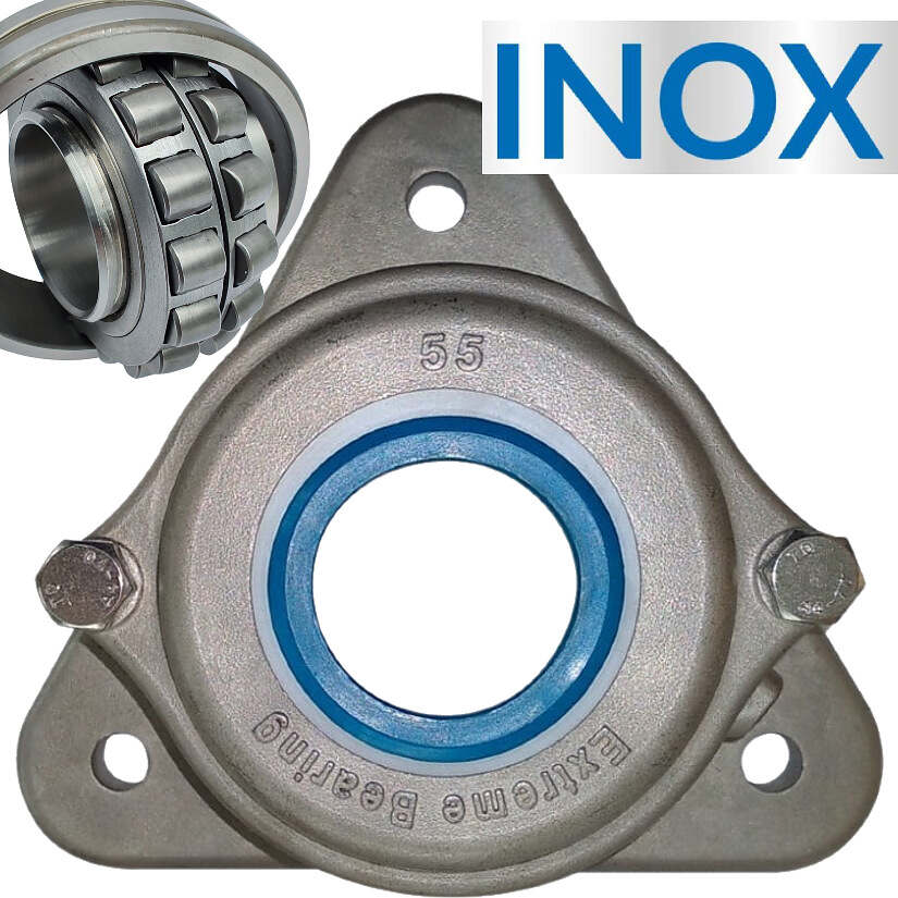 Stainless steel 3-bolt flange bearing unit EXG