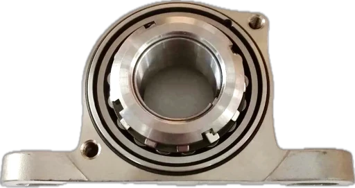 Solid AISI 316 stainless steel bearing housing close-up