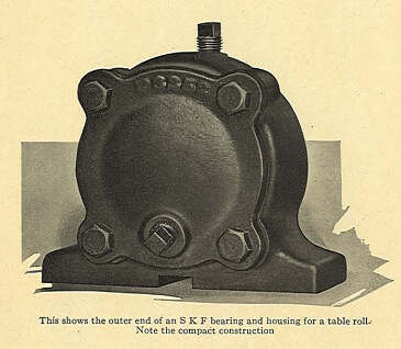 Outer end of table roll bearing assembly